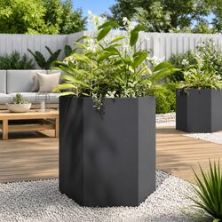 2 pcs Black Hexagon Planters Dimensions 46x40x45 cm Steel