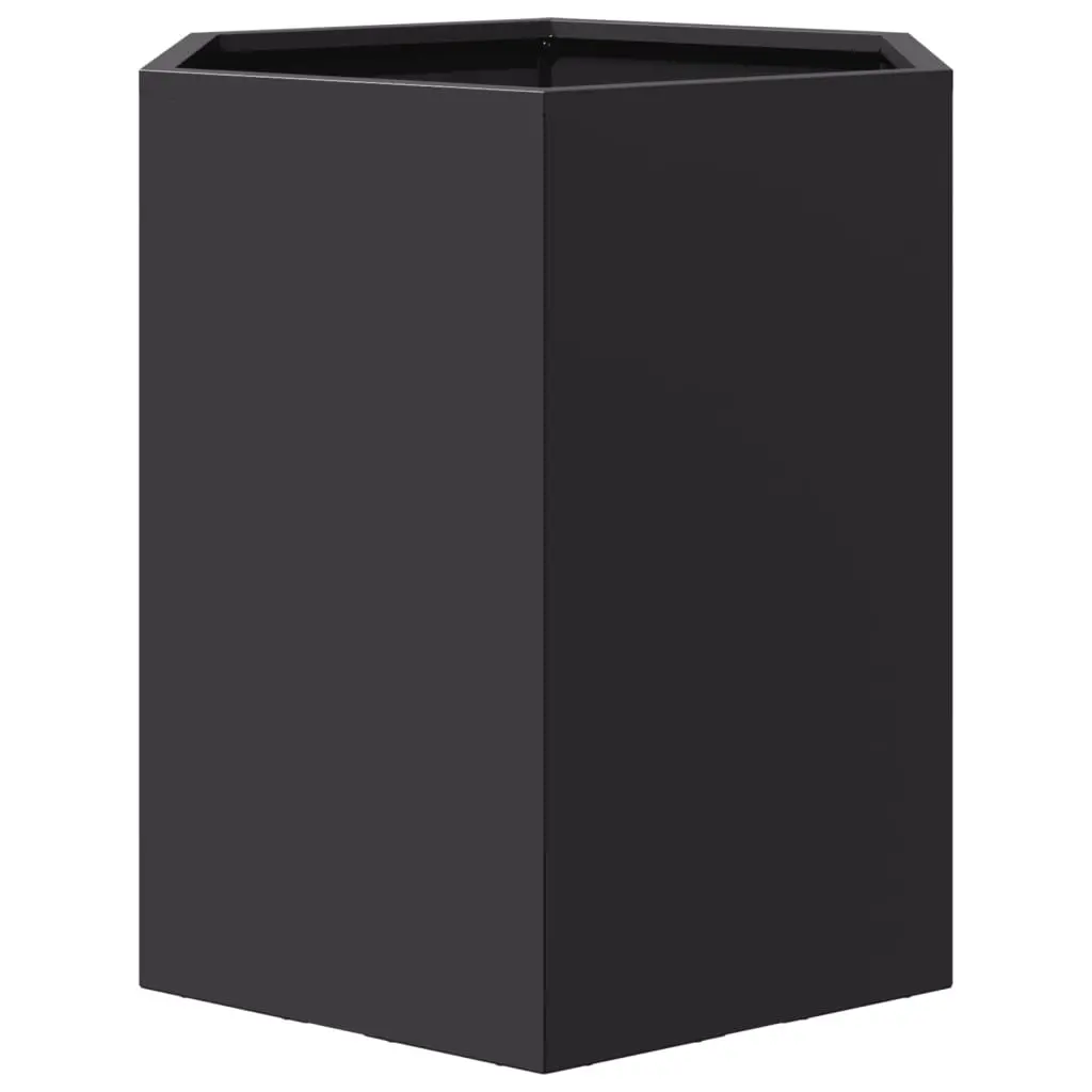Garden Planters Outdoor 46x40x45 cm Black Hexagon 2 pcs Raised Flower Pot