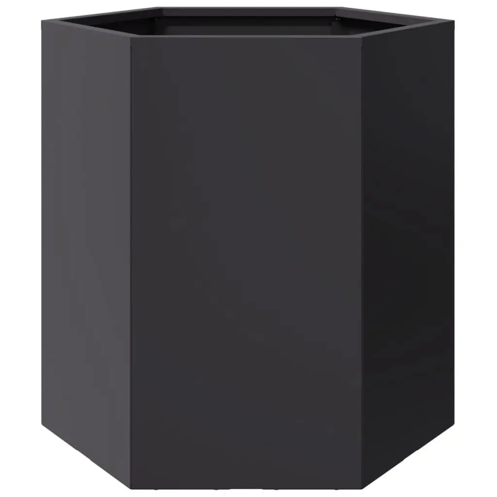 Garden Planters Outdoor 46x40x45 cm Black Hexagon 2 pcs Raised Flower Pot