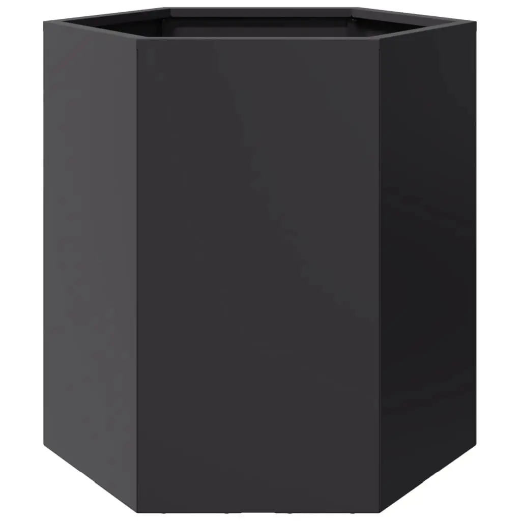 Garden Planters Outdoor 46x40x45 cm Black Hexagon 2 pcs Raised Flower Pot