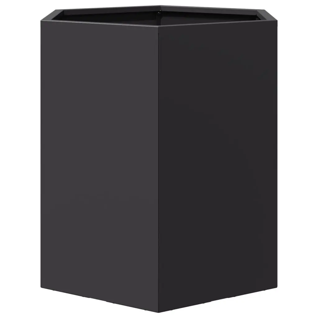 Garden Planters Outdoor 46x40x45 cm Black Hexagon 2 pcs Raised Flower Pot