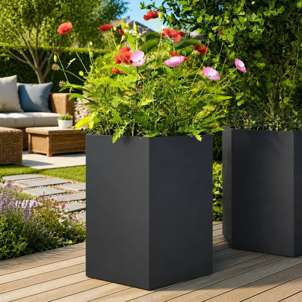 Anthracite Hexagon Garden Planters 2 pcs