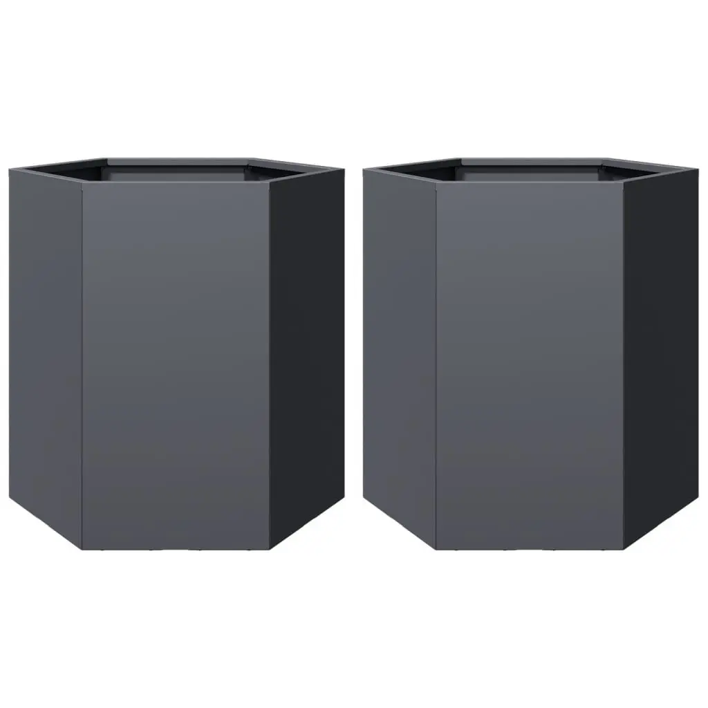 Anthracite Hexagon Garden Planters 2 pcs