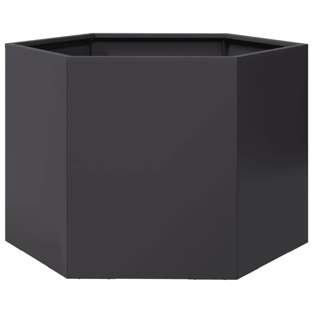Garden Planter Hexagon Black Raised Bed Outdoor Flowers Plants Steel 69x60x45cm
