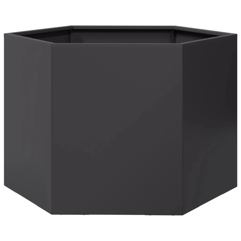 Garden Planter Hexagon Black Raised Bed Outdoor Flowers Plants Steel 69x60x45cm