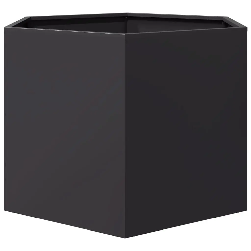 Garden Planter Hexagon Black Raised Bed Outdoor Flowers Plants Steel 69x60x45cm