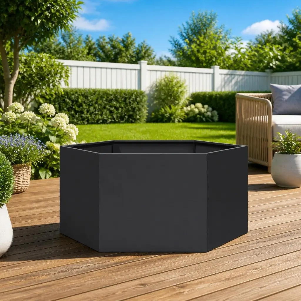 Hexagon-Shaped Garden Planter with Open Bottom