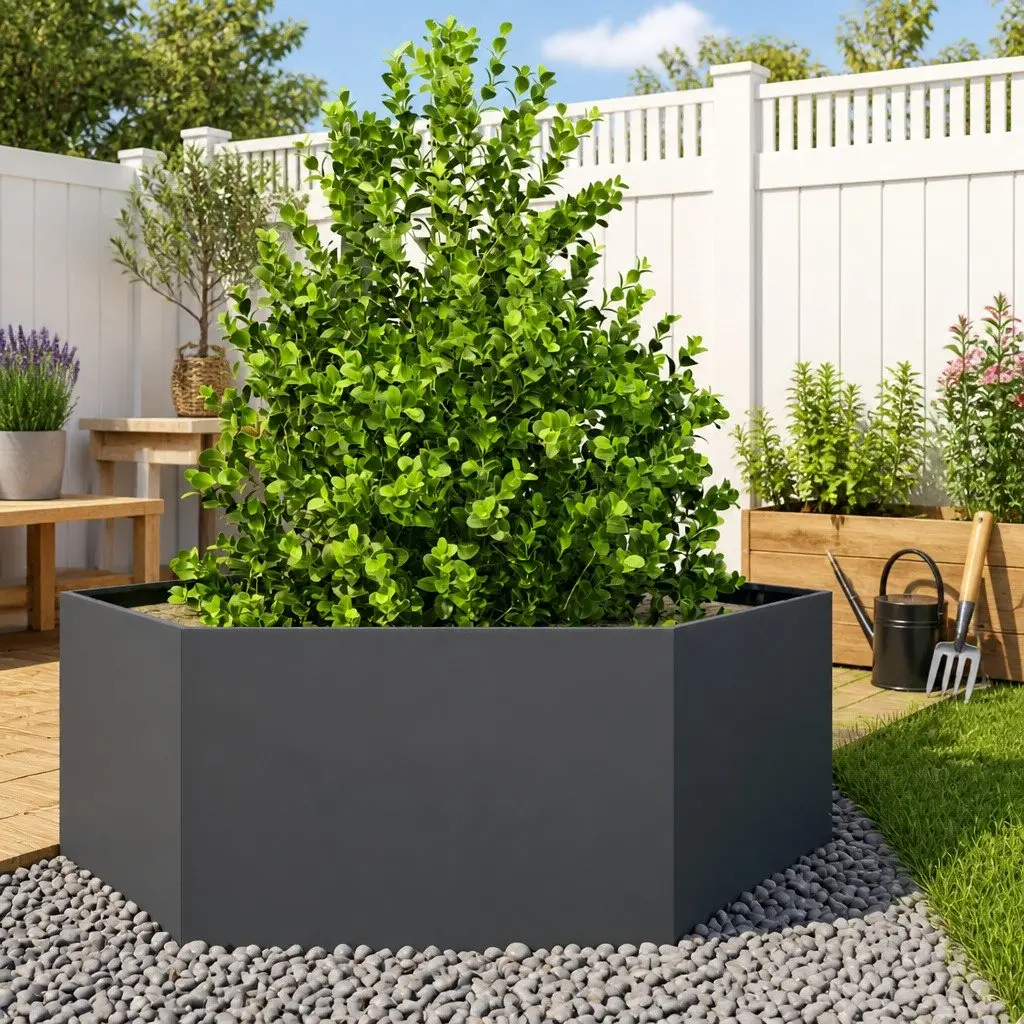 Hexagon Steel Garden Planter Anthracite Outdoor Raised Bed for Flowers and Herbs 138x120x45cm