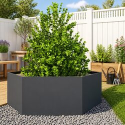 Garden Planter Hexagon Raised Bed Steel Anthracite Outdoor Flowers Plants