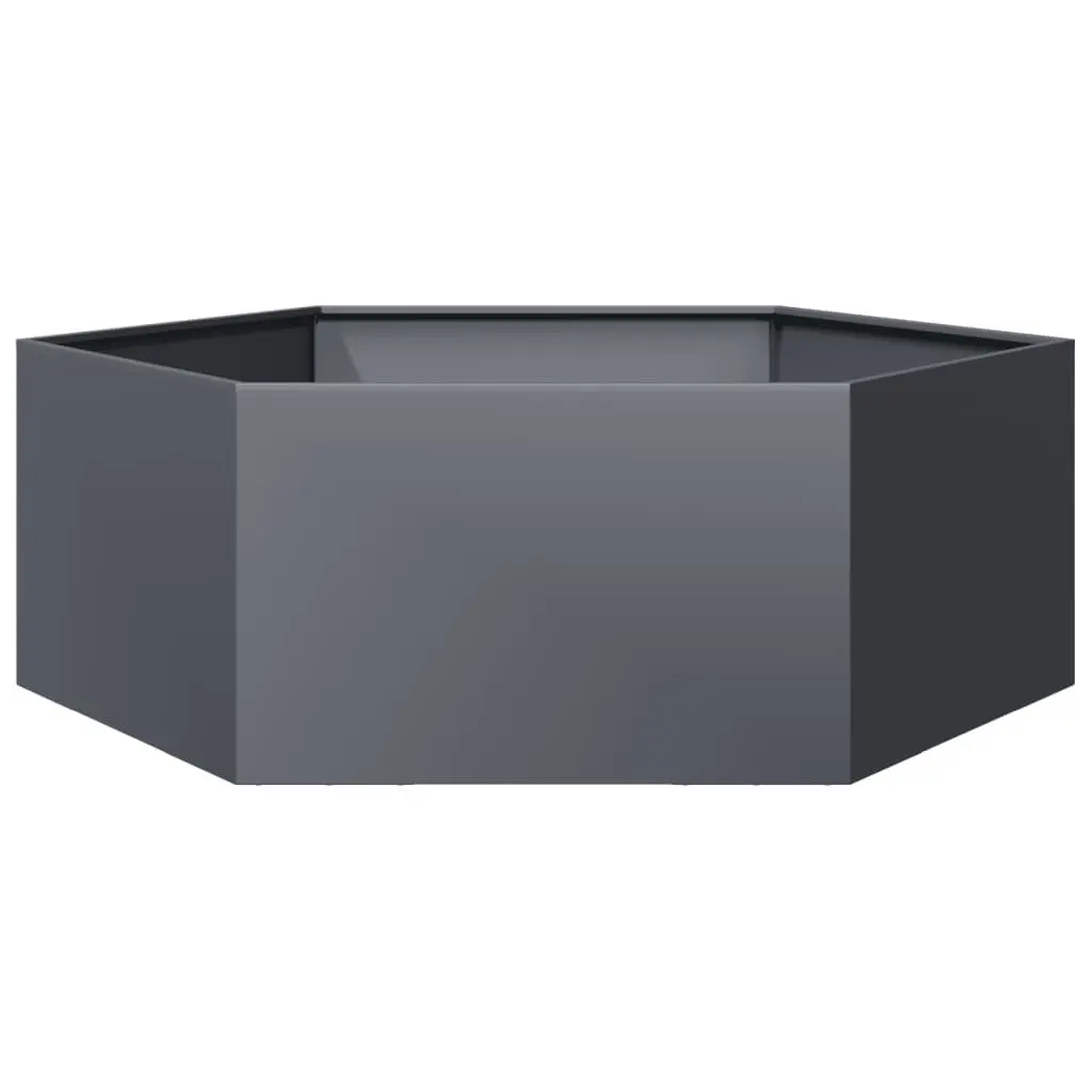 Hexagon Steel Garden Planter Anthracite Outdoor Raised Bed for Flowers and Herbs 138x120x45cm