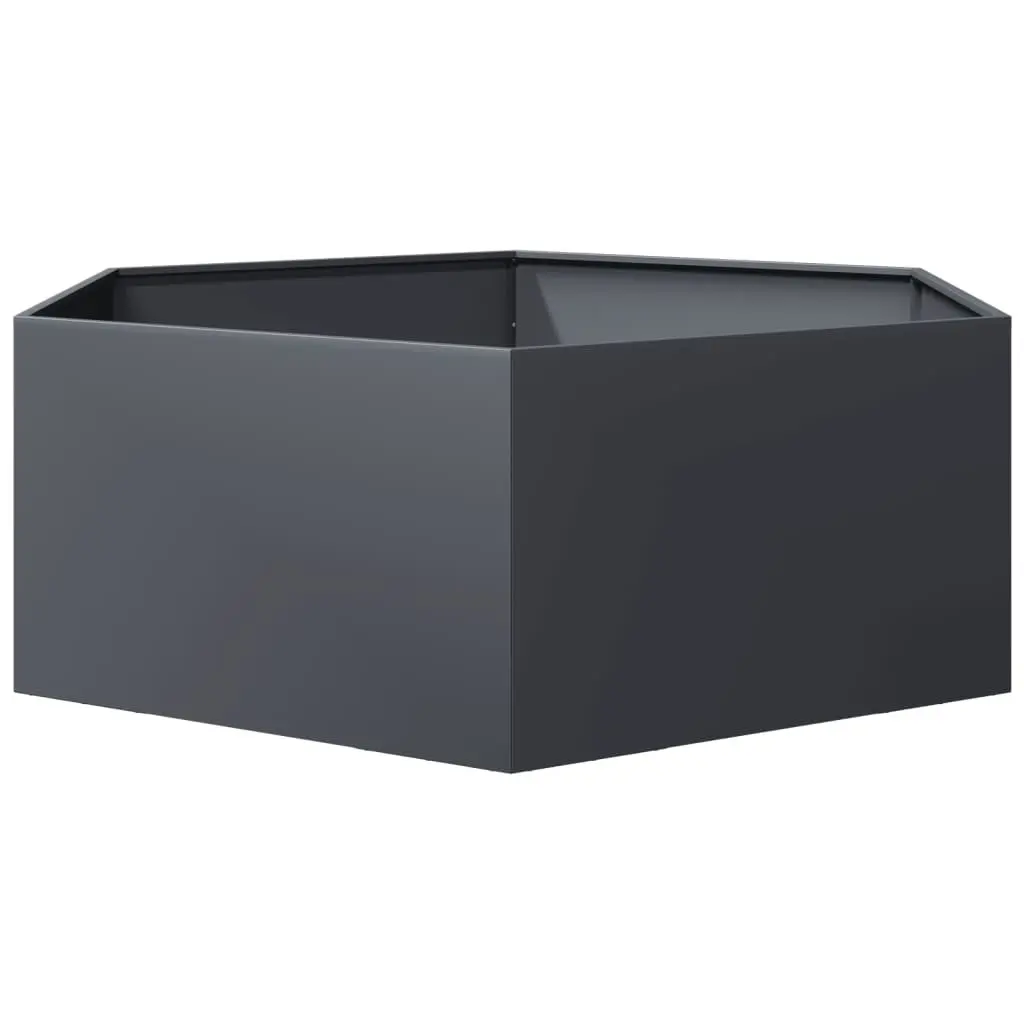 Hexagon Steel Garden Planter Anthracite Outdoor Raised Bed for Flowers and Herbs 138x120x45cm