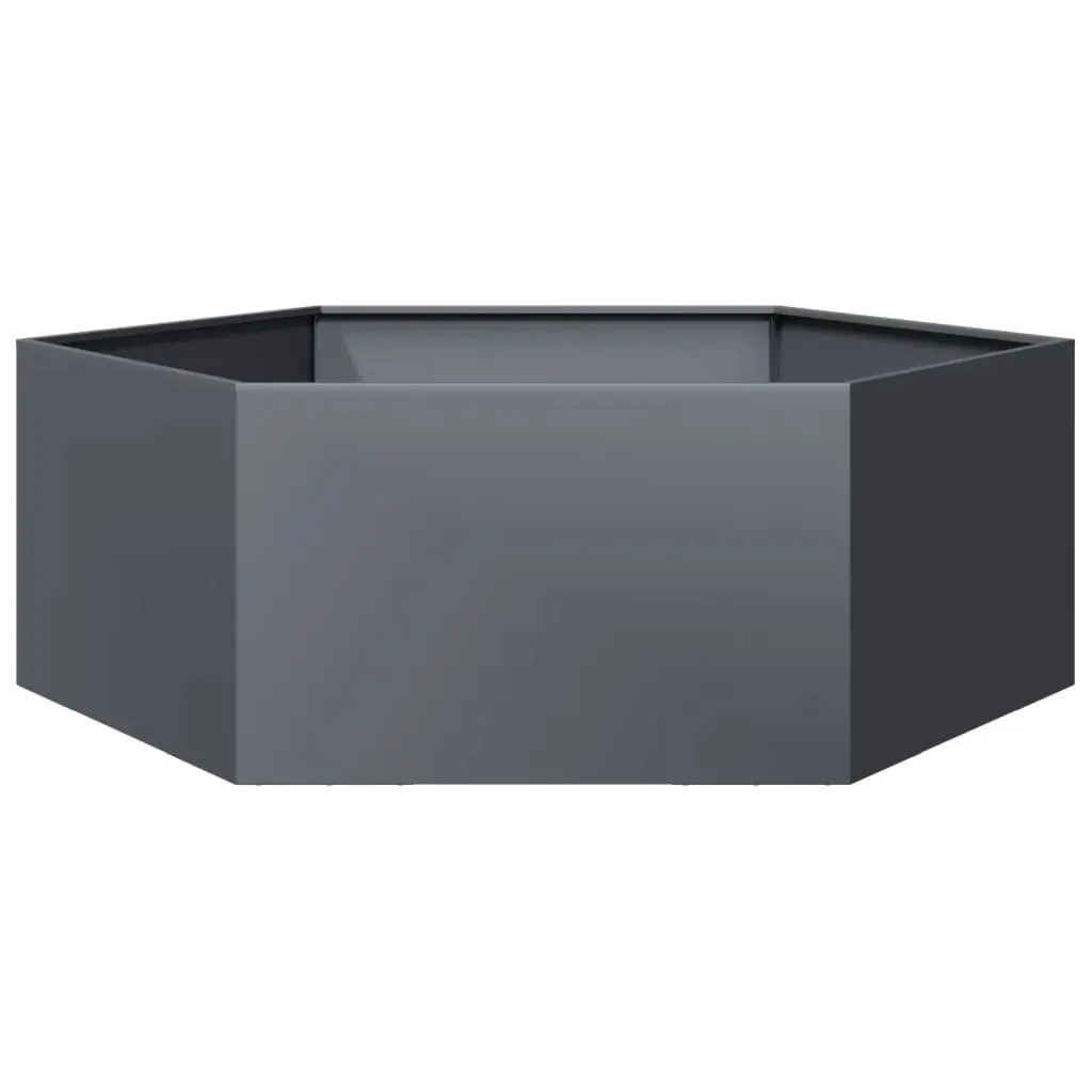 Hexagon Steel Garden Planter Anthracite Outdoor Raised Bed for Flowers and Herbs 138x120x45cm