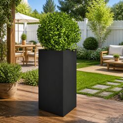 Triangular Black Steel Planter: 50x43x75cm Dimensions