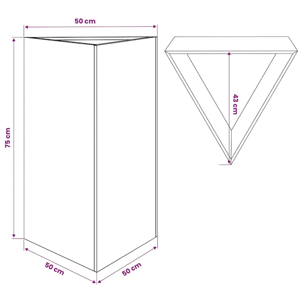 Garden Planter Outdoor Black Steel Triangular 50x43x75cm