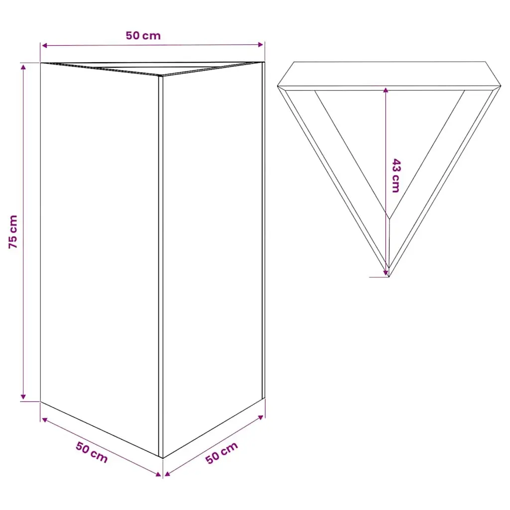 Triangular Steel Garden Planter Outdoor Use 50x43x75cm Anthracite