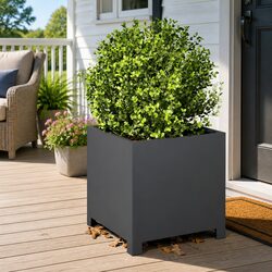 Garden Planters Set of 2 Anthracite Steel 40x40x40cm