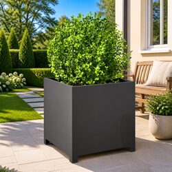 Garden Planter Box Black 50x50x50cm Steel Outdoor Patio Raised Bed Flowers