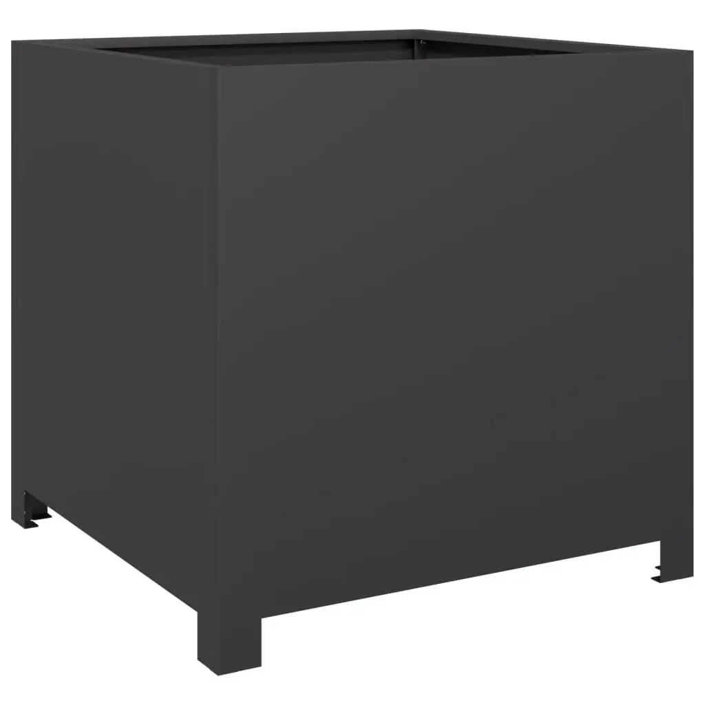 Garden Planter Box Black 50x50x50cm Steel Outdoor Patio Raised Bed Flowers