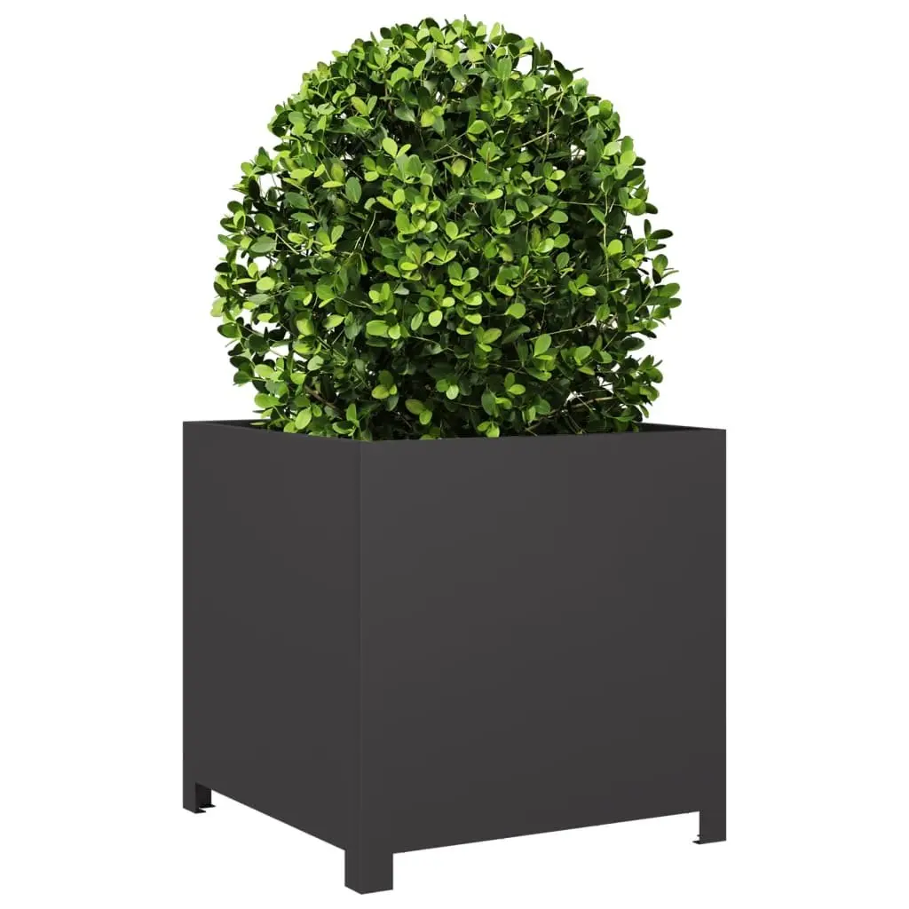Garden Planter Box Black 50x50x50cm Steel Outdoor Patio Raised Bed Flowers