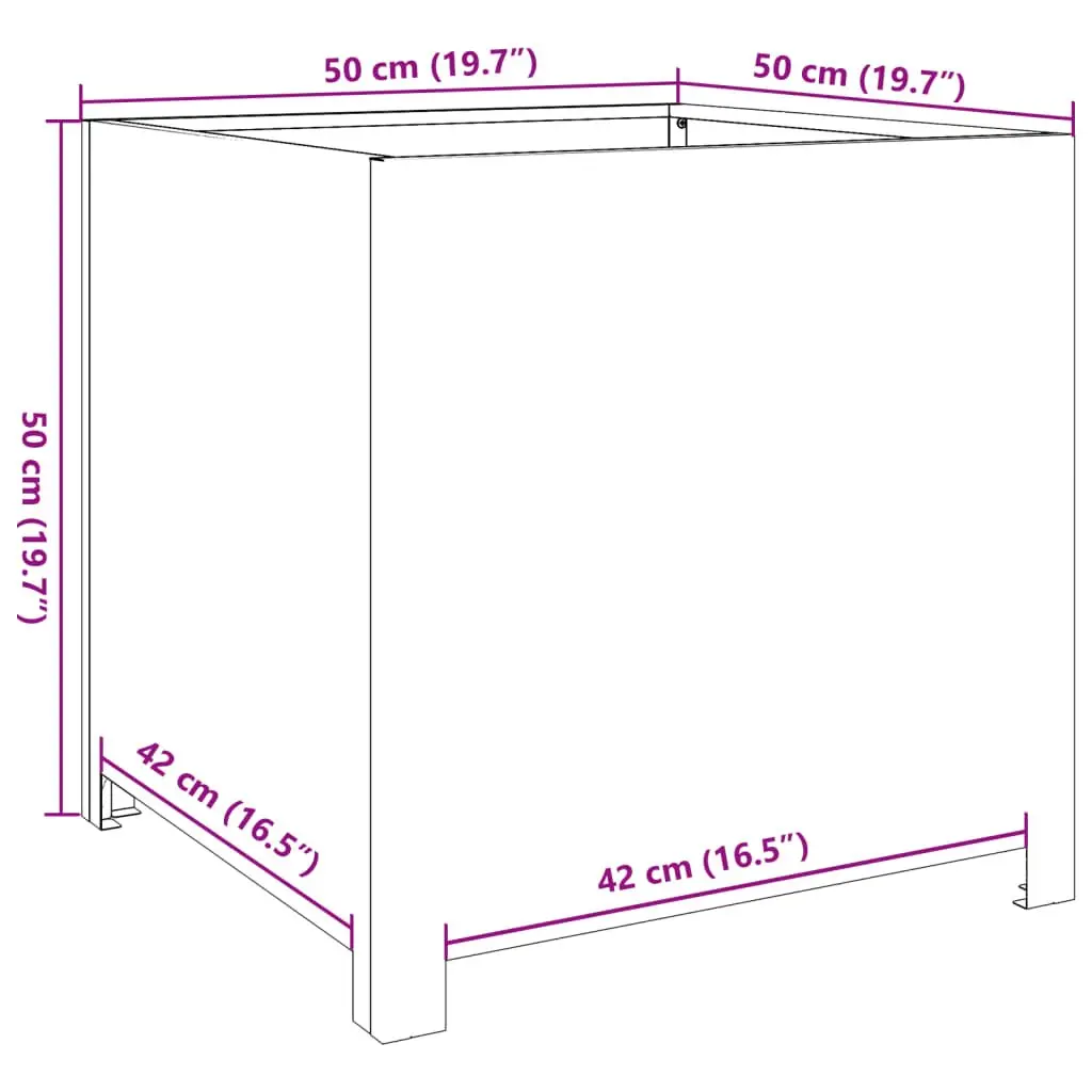 Garden Planter Box Black 50x50x50cm Steel Outdoor Patio Raised Bed Flowers