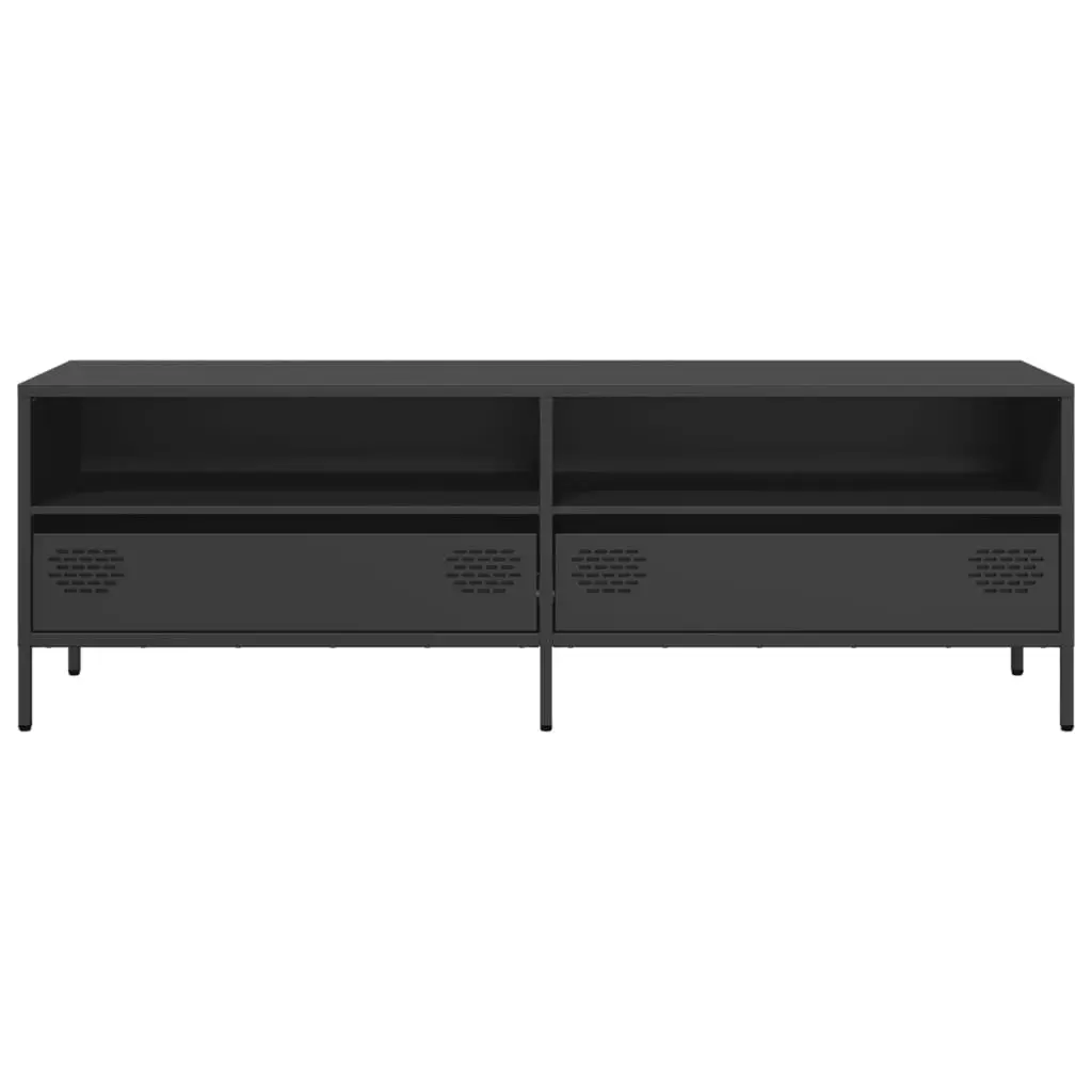 TV Cabinet Industrial Style Black Storage Unit for Living Room Bedroom 135 x 39 x 43.5 cm