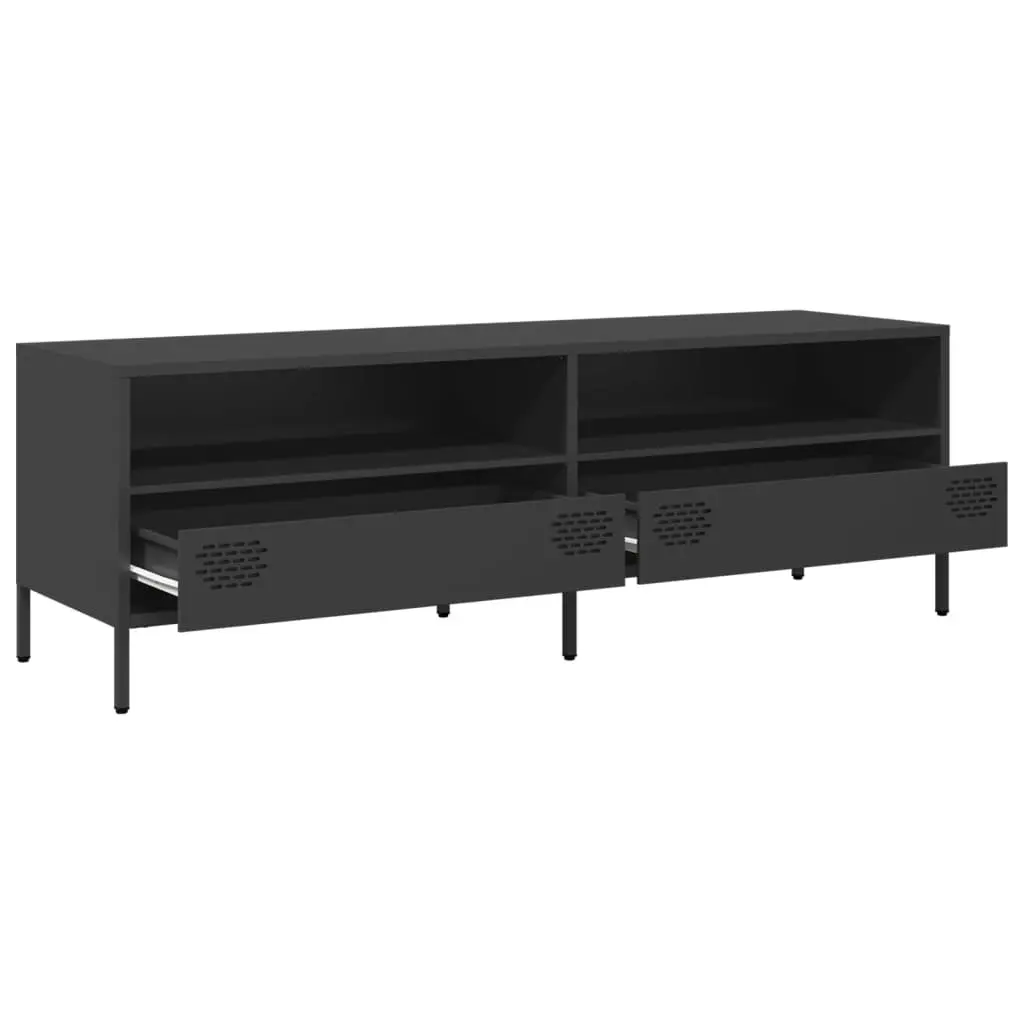 TV Cabinet Industrial Style Black Storage Unit for Living Room Bedroom 135 x 39 x 43.5 cm