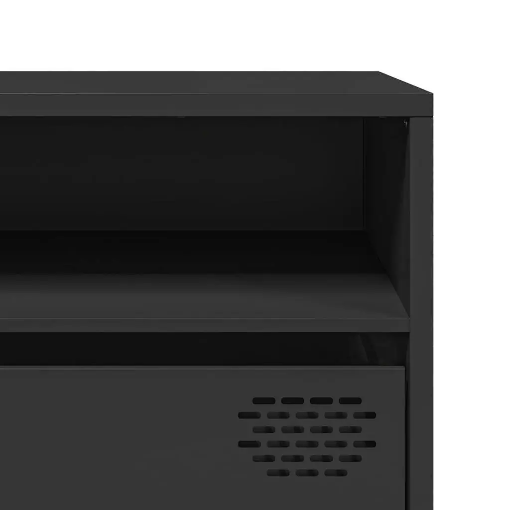TV Cabinet Black Industrial Steel Unit with Storage Drawers Compartments 202cm