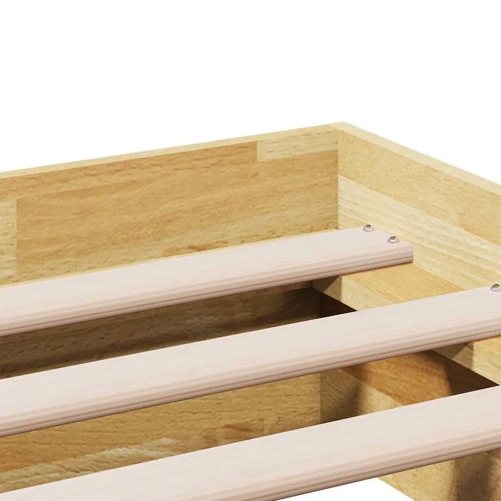Solid Oak Wood Bed Frame 90x190 cm Low Floor Slatted Base Bedroom Furniture