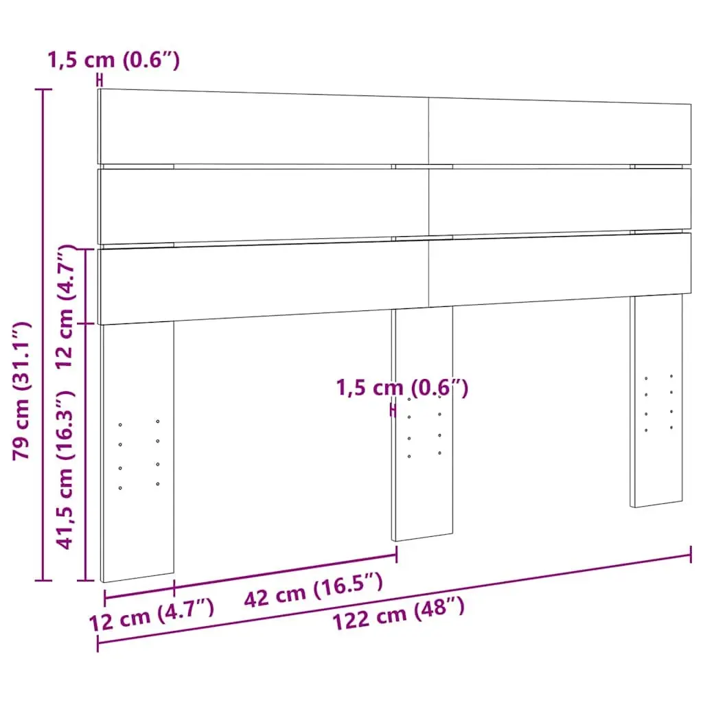 Headboard Bedroom 120 cm Solid Wood Oak Brown Bed Frame Support Backrest