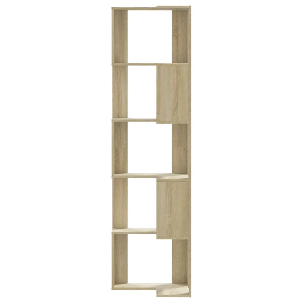 Corner Bookcase for Living Room Bedroom Office Kitchen 5-Tier Sonoma Oak Engineered Wood Storage Display Shelf