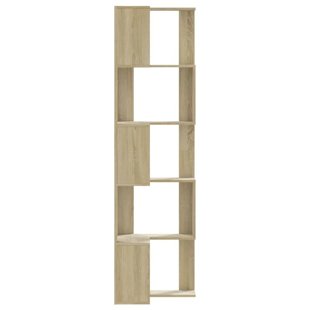 Corner Bookcase for Living Room Bedroom Office Kitchen 5-Tier Sonoma Oak Engineered Wood Storage Display Shelf