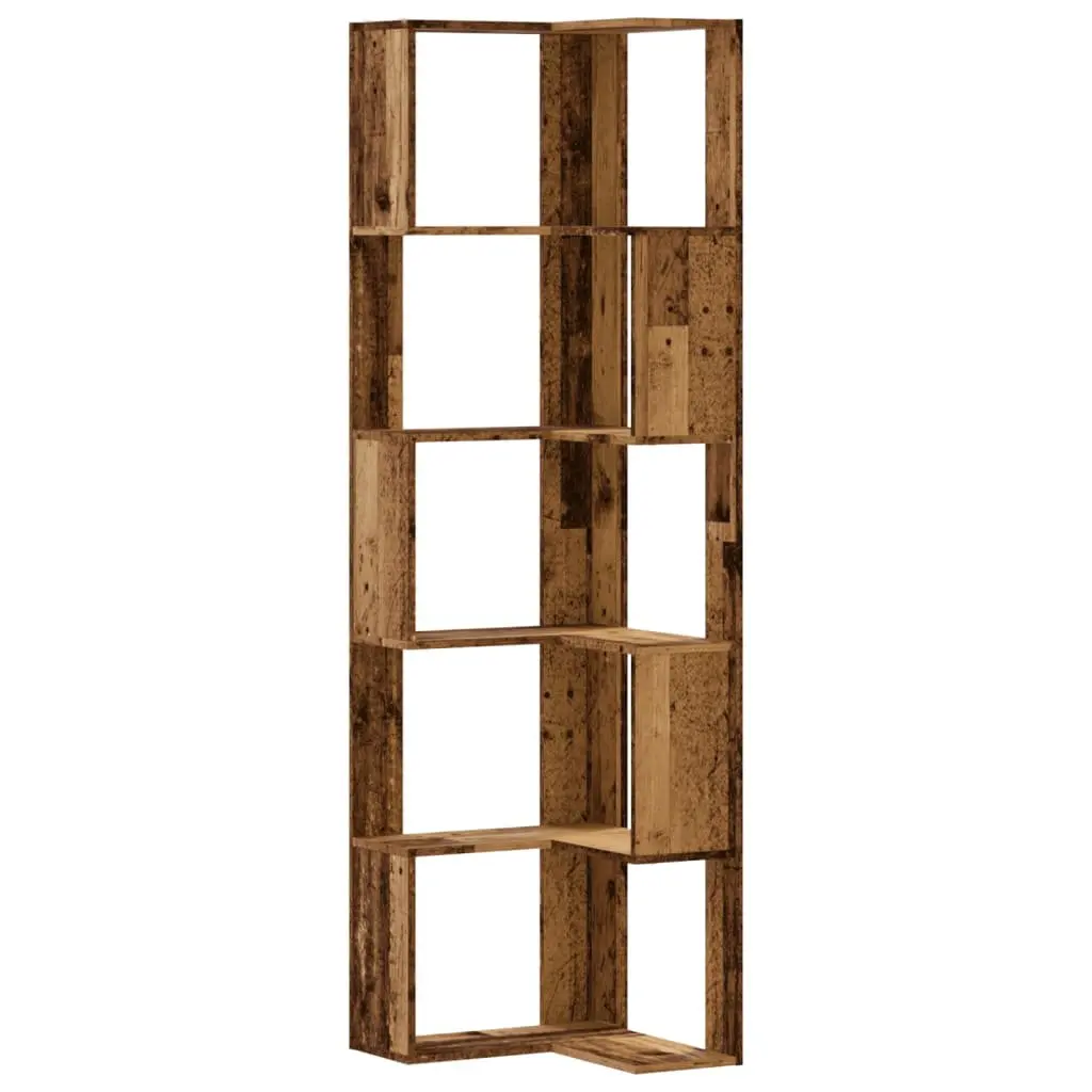 Corner Bookcase for Living Room Bedroom Office 5-Tier Brown 50x50x179cm