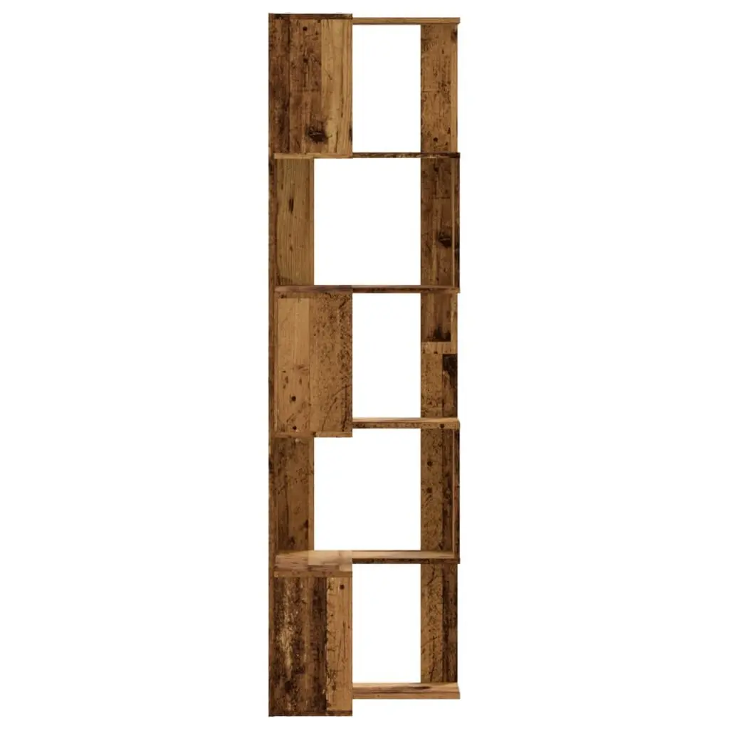 Corner Bookcase for Living Room Bedroom Office 5-Tier Brown 50x50x179cm