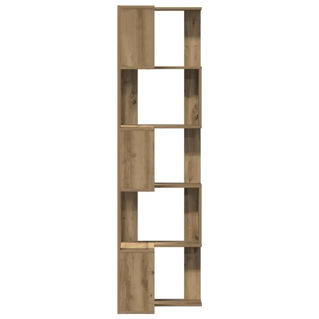 5 Tier Corner Bookcase Engineered Wood Brown 50x50x179cm Shelving Unit for Storage and Display in Compact Spaces
