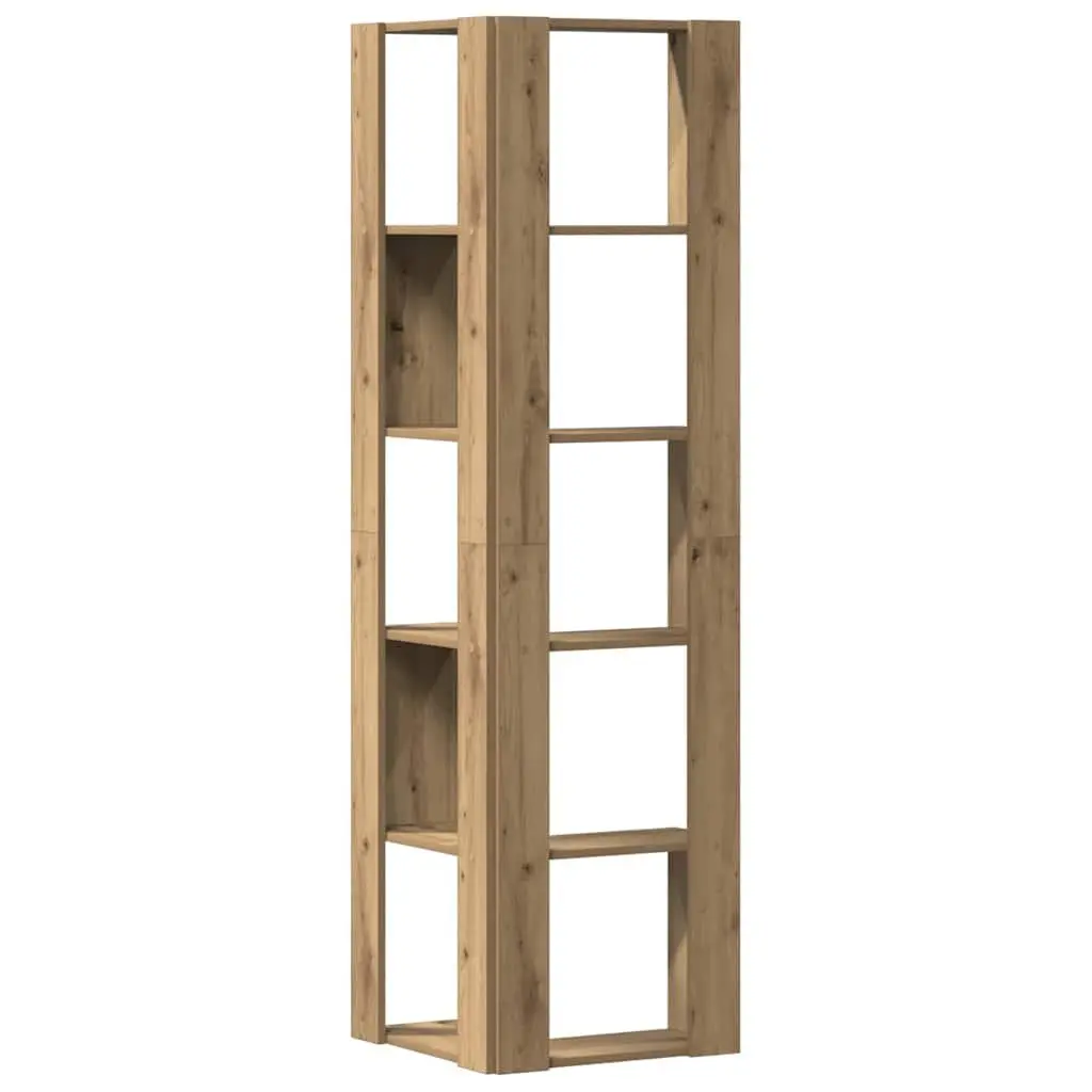 5 Tier Corner Bookcase Engineered Wood Brown 50x50x179cm Shelving Unit for Storage and Display in Compact Spaces