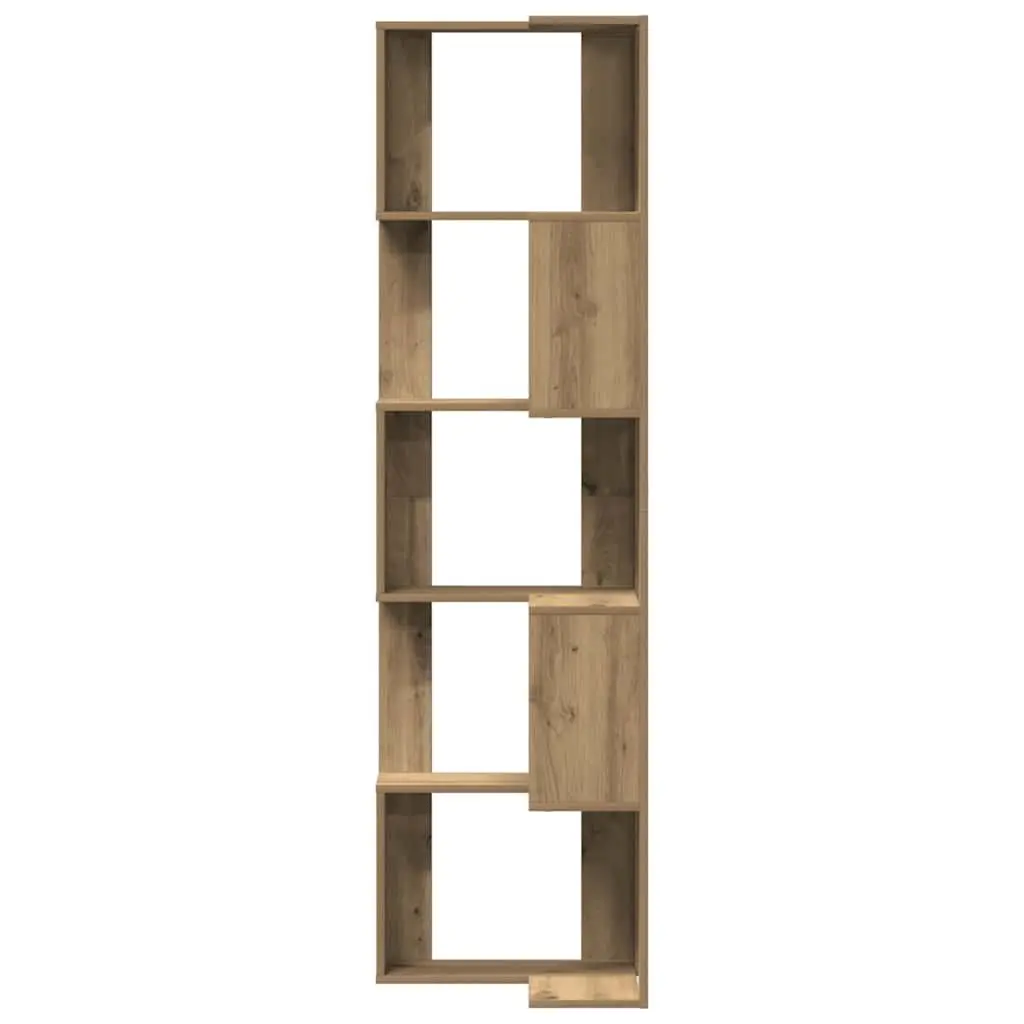 5 Tier Corner Bookcase Engineered Wood Brown 50x50x179cm Shelving Unit for Storage and Display in Compact Spaces
