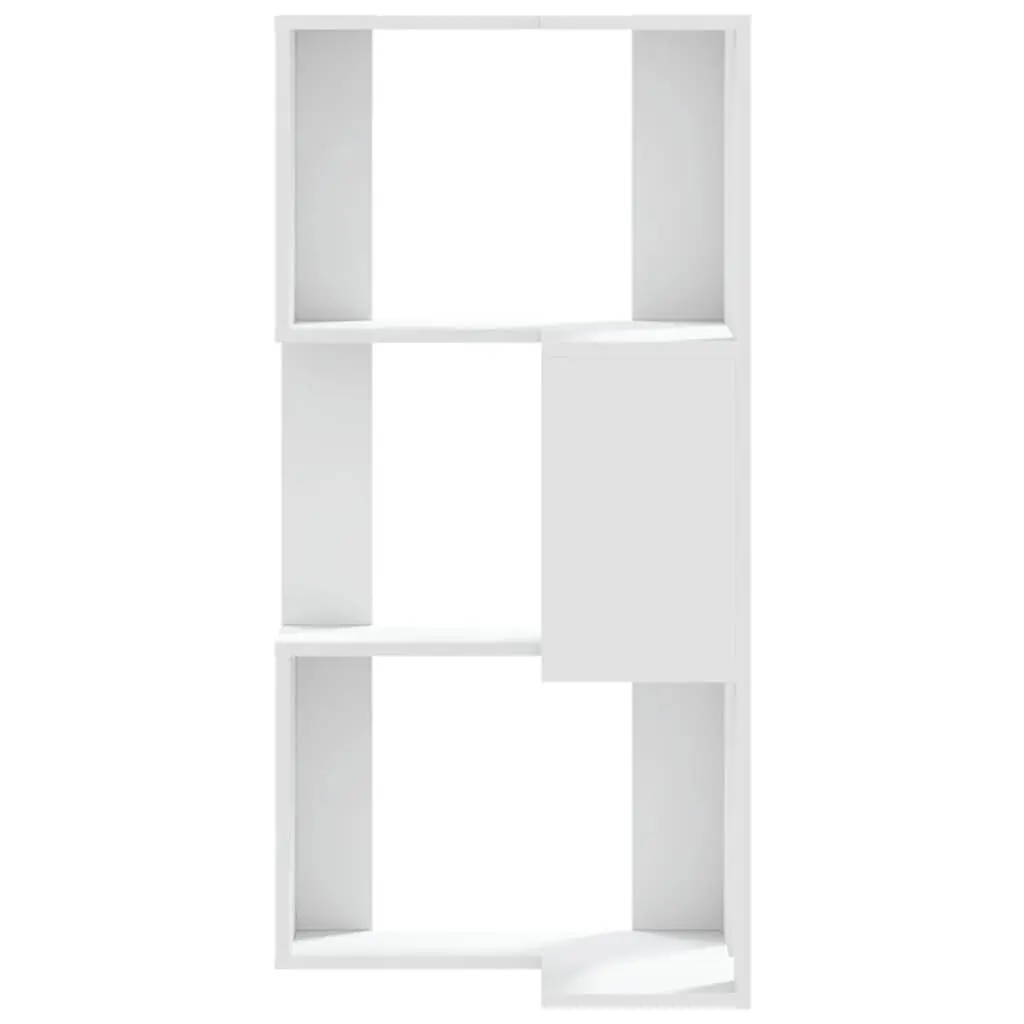 Corner Bookcase 3-Tier Engineered Wood Storage Shelf Display Unit White
