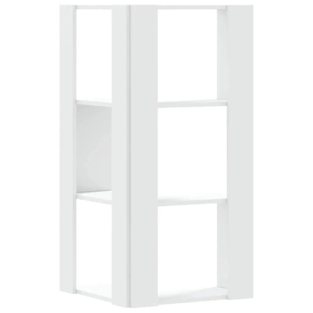 Corner Bookcase 3-Tier Engineered Wood Storage Shelf Display Unit White