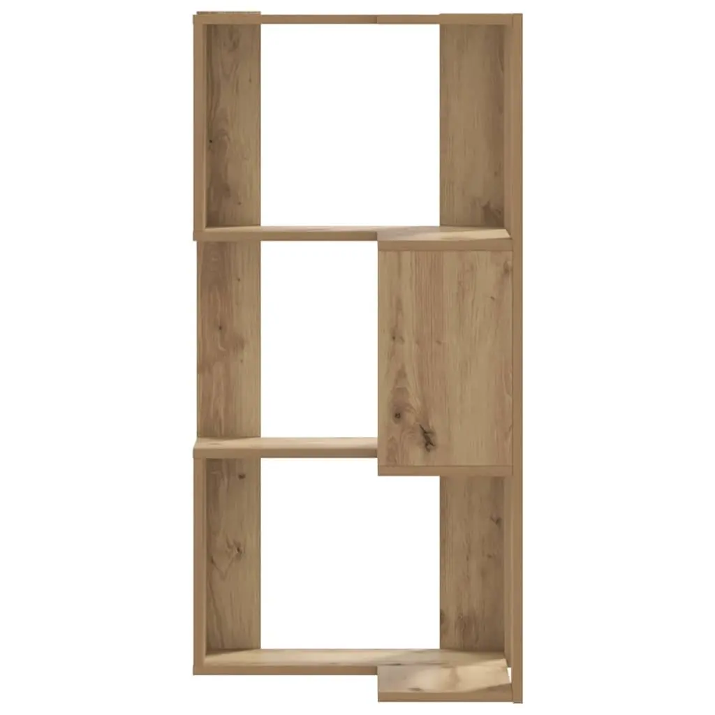 Corner Bookcase 3-Tier Compact Storage Shelving Unit Brown Wood Furniture