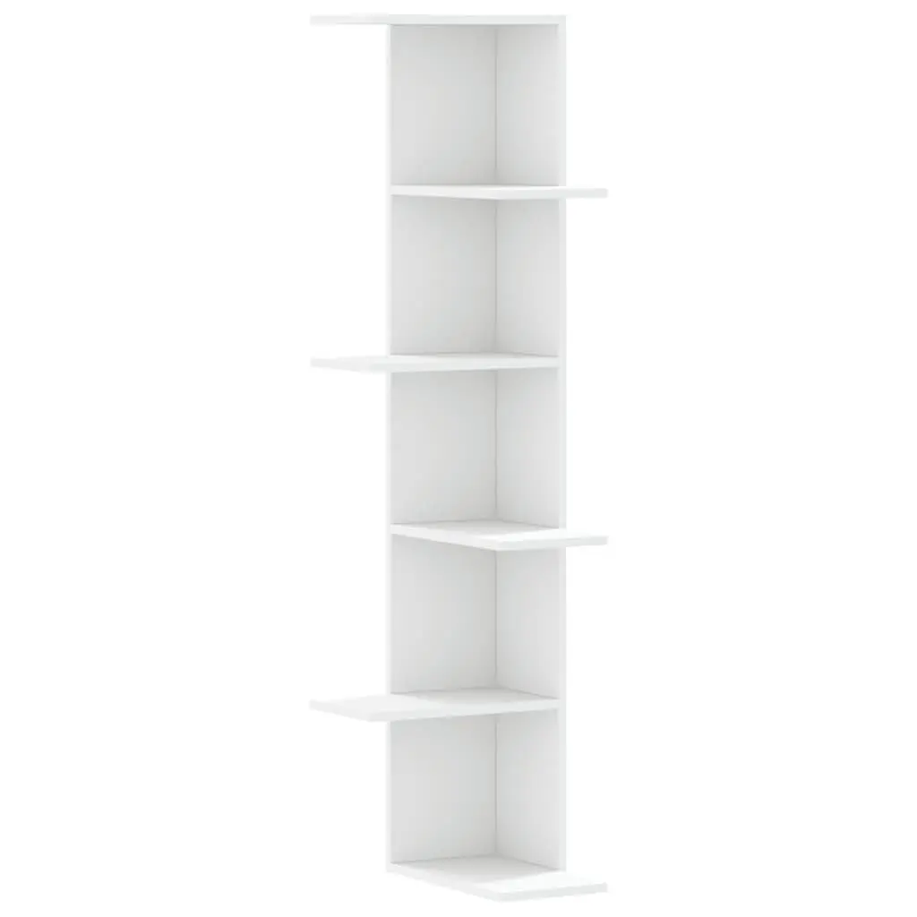Wall Corner Shelf White 36.5x36.5x140cm Storage Display Shelving Unit