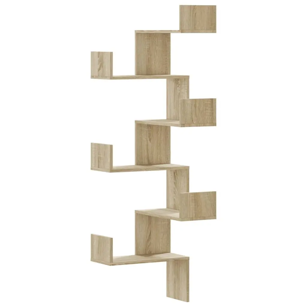Wall Corner Shelf Sonoma Oak Brown 45x45x147cm Storage Display Shelving Unit
