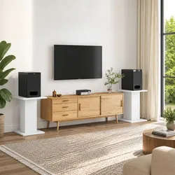 Speaker Stands Specifications: White Engineered Wood Pair