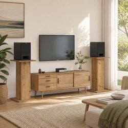 Speaker Stands Specs: 2 pcs 30x30x60 cm Brown Engineered Wood