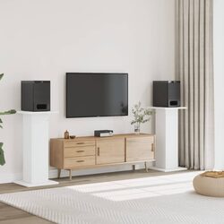 White Speaker Stands Set of 2 - 30x30x95 cm Dimensions