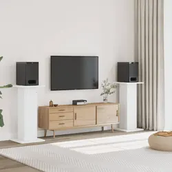 White Speaker Stands Set of 2 - 30x30x95 cm Dimensions