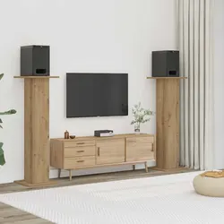 Speaker Stands Specifications: Brown Engineered Wood Pair