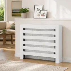 White Engineered Wood Radiator Cover with Shelf Space