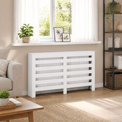 White Engineered Wood Radiator Cover - 149 x 20 x 82 cm