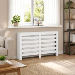 White Engineered Wood Radiator Cover - 149 x 20 x 82 cm