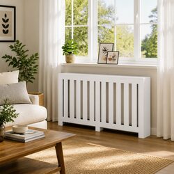 Radiator Cover in White, Dimensions 149W x 20D x 82H cm